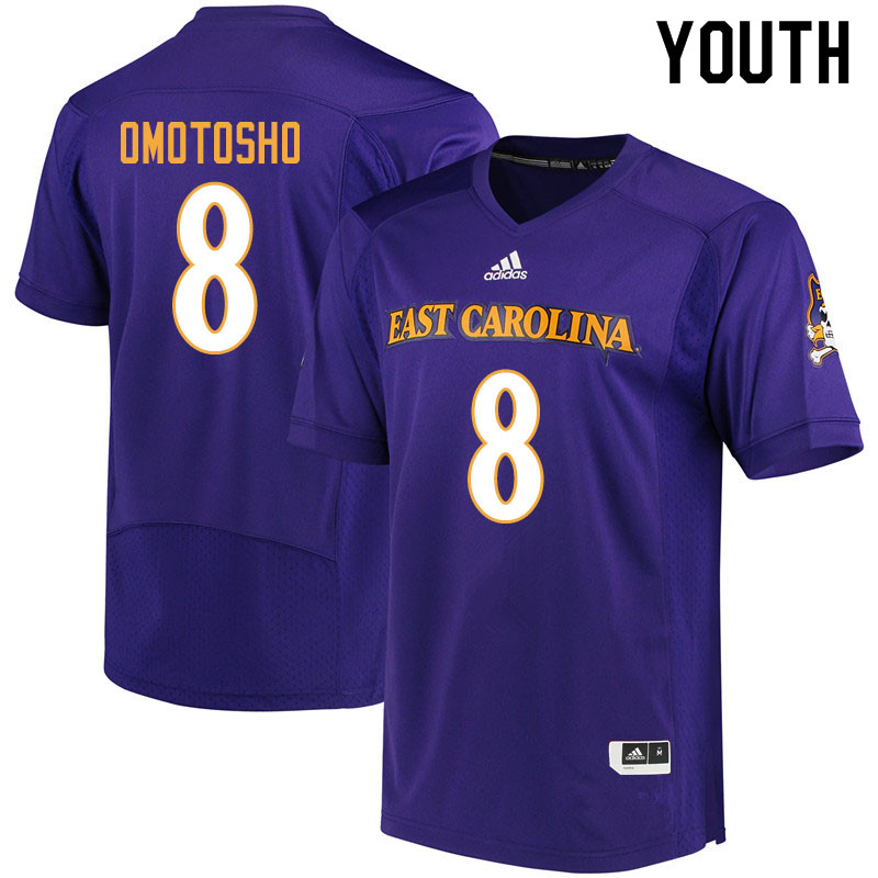 Youth #8 Audie Omotosho ECU Pirates College Football Jerseys Sale-Purple